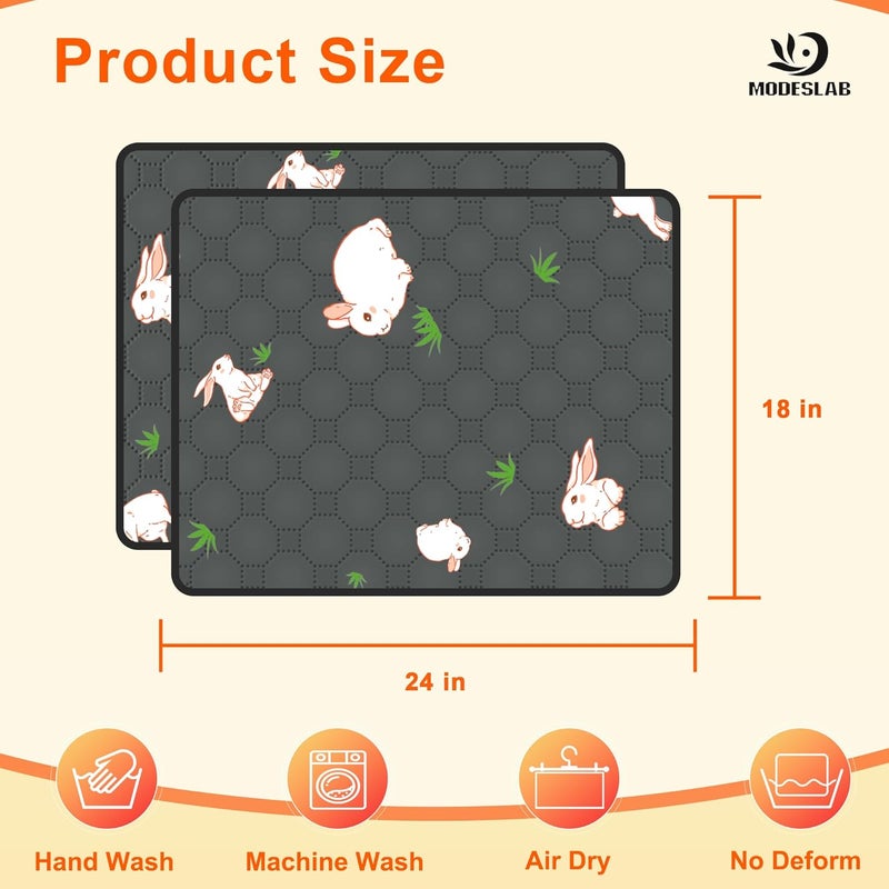 MODESLAB 2-Pack Guinea Pig Cage Liner, 18in x 24in Fast Absorption Washable Bedding Pee Pads for Dogs Puppy Rabbit Small Animal Cage Mat, Leakproof & Non-Slip - Image 2